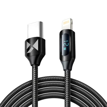 Wozinsky USB-C to Lightning Cable with LED Display 36W 2m, Black