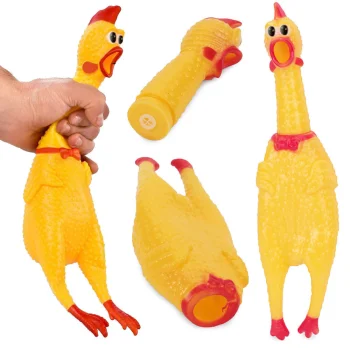 Squeaky Rubber Chicken Dog Chew Toy 31cm