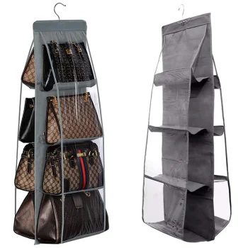 Hanging Closet Organizer for Bags and Shoes, 8 Pockets, Grey