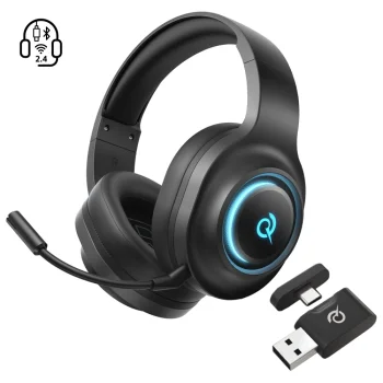 QCY Heroad V200 Tri-Mode Gaming Headphones with Microphone, Black