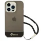 Guess Translucent Pearl Strap Case for iPhone 14 Pro Max, Black
