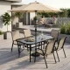 MultiGarden Outdoor Patio Table 160x90 cm Tempered Glass Umbrella Hole, Black