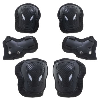 RALLEX protective gear set for knees, elbows and wrists for roller skating, cycling, scooter, black
