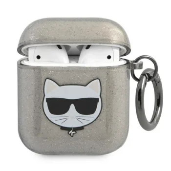 Karl Lagerfeld Choupette Head dėklas ausinėms AirPods 1/2 KLA2UCHGK, juodas