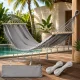 Grey Garden Hammock with Wooden Spreader Bars and Fringes 200 x 100 cm, with Bag