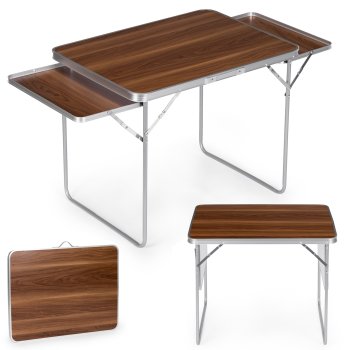 Складной туристический стол MultiGarden 120x60 см с 2 полками, коричневый