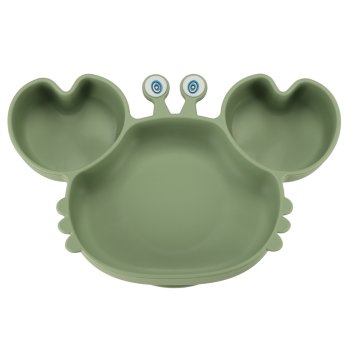 Children's silicone tableware set with crab plate, 19 pieces, green