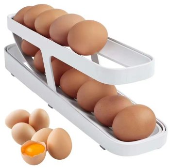 Egg Tray Organizer Box, White
