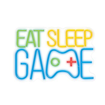Forever Light PLEXI LED Neon Sign EAT SLEEP GAME, Multicolor