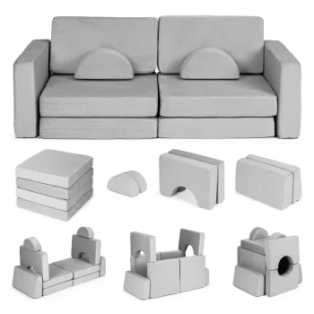Ecotoys TMSRT-15 Modular Kids Sofa, 10 Pieces, Grey