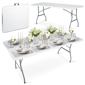 Plonos Folding Catering Garden Table 180 cm, White