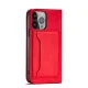 Magnet Card Case for iPhone 13 Pro Wallet Pouch with Stand Red