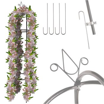 Garden pergola metal support for roses and climbing plants, 195 cm, black