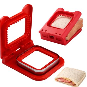 Sandwich Cutter and Sealer Mold for Kids, Red