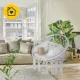 Boho Hanging Swing Chair with Cushion, Grey