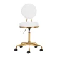 Activeshop H5 Cosmetic Stool with Backrest, White/Gold