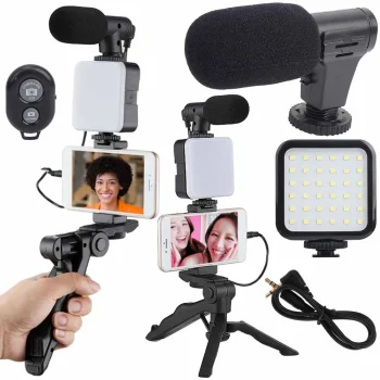 Vlogging Kit with Tripod, Microphone and LED Light AY49