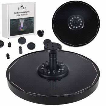 Solar Fountain LUARO Floating Pond Pump with RGB LED Lights for Garden Bird Bath 16cm