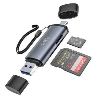 Tech-Protect UltraBoost SD / microSD Card Reader USB-C / USB-A, Gray
