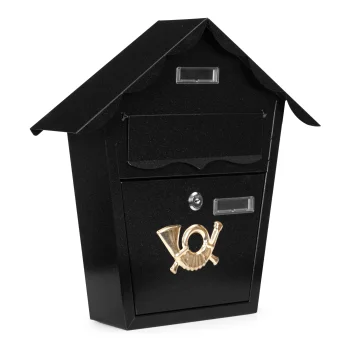 Modernhome Wall-Mounted Mailbox, Galvanized Steel, Black