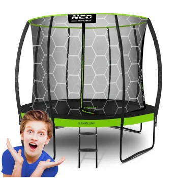 Neo-Sport NS-08C221 Garden Trampoline with Inner Net 252 cm (8ft), Black/Green