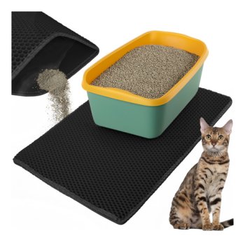 Cat Litter Trapping Mat Purlov 75x55cm EVA Honeycomb, Black