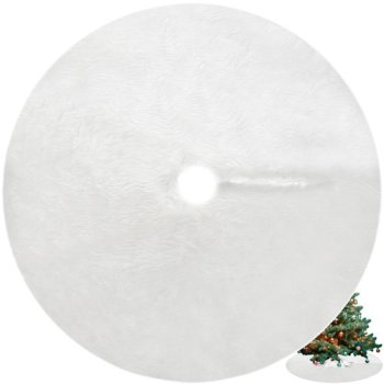 Large Faux Fur Christmas Tree Skirt Mat 150 cm Ruhhy 22228, White