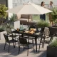 Tempered Glass Garden Table 120x70 cm with Umbrella Hole MultiGarden, black