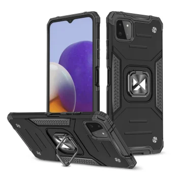 Wozinsky Ring Armor Case for Samsung Galaxy A22 4G with Ring Kickstand, Black