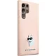 Karl Lagerfeld Samsung Galaxy S23 Ultra Case Silicone Choupette Metal Pin, Pink