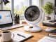 Wireless Oscillating Desk Fan with Timer and 6 Speeds, White