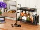 Two-Tier Kitchen Organizer with Basket, Black