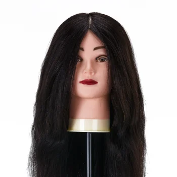 Gabbiano WZ1 Hairdressing Training Head Natural Hair, 42 cm, Black