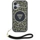 Guess HC IML Leopard Triangle Cord Strap MagSafe Case for iPhone 16, Brown