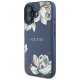 Guess Grained Printed Flower Pattern MagSafe Case for iPhone 16 Blue
