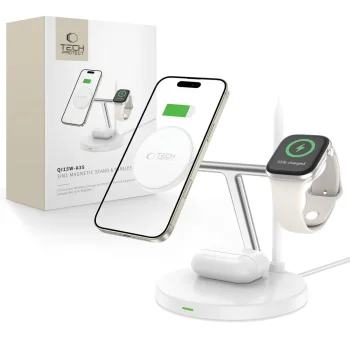 Tech-Protect QI15W-A35 3-in-1 MagSafe Wireless Charger White