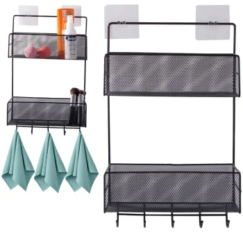 Hanging Metal Organizer / Shelf for Kitchen and Bathroom, Black