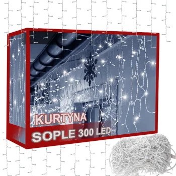 LED Light Curtain 300 LED, Cold White, 10m, Connectable