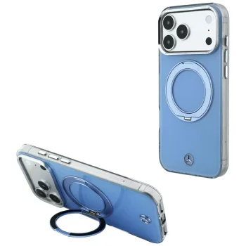 Mercedes with ring Stand and Iconic Logo MagSafe Case for iPhone 18 Pro / 17 Pro, Blue