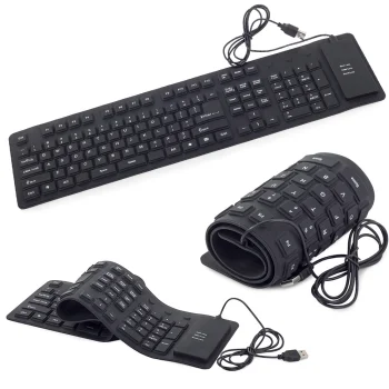 Silicone rubber USB keyboard with numeric keypad, black