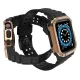 Armored Case with Strap for Apple Watch 42/44/45mm (Black/Rose Gold)
