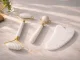 Jade Face Massager Set 3-in-1 Roller and Gua Sha Stone, White