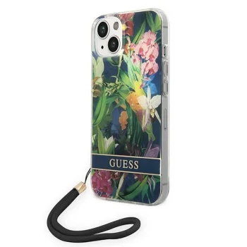 Guess Flower Cord Case for iPhone 14, Blue
