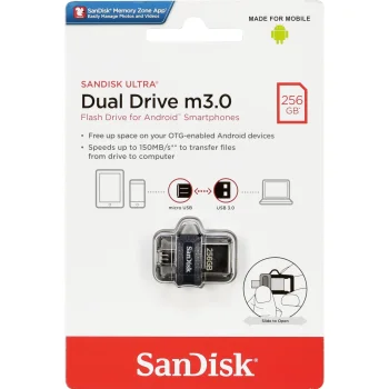 USB Flash Drive SanDisk Ultra Dual Drive m3.0 256GB Micro-USB USB-A SDDD3-256G-G46