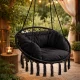 Garden Home Hammock Chair Swing \"Stork Nest\" with Pillow, Black
