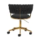 4Rico QS-GW01G Velvet Swivel Chair for Beauty Salons, Black