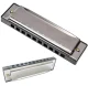 Compact Metal Harmonica for Beginners, Black-Silver