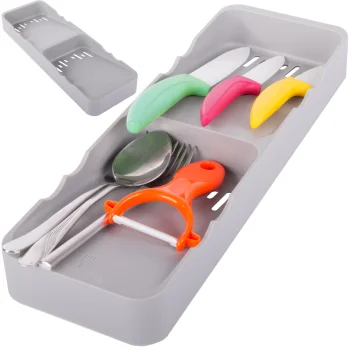 Kitchen Cutlery Drawer Organizer, Grey