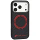 Audi RSQ Carbon Fiber Sport Red Circle MagSafe Case for iPhone 18 Pro / 17 Pro, Black