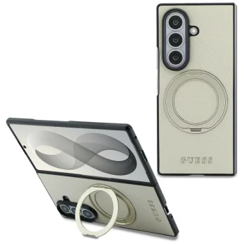 Guess Magnetic Ring Stand Case for Samsung Galaxy Z Fold 8 Ultra - Beige